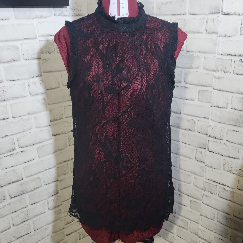 Who What Wear Black Lace Top